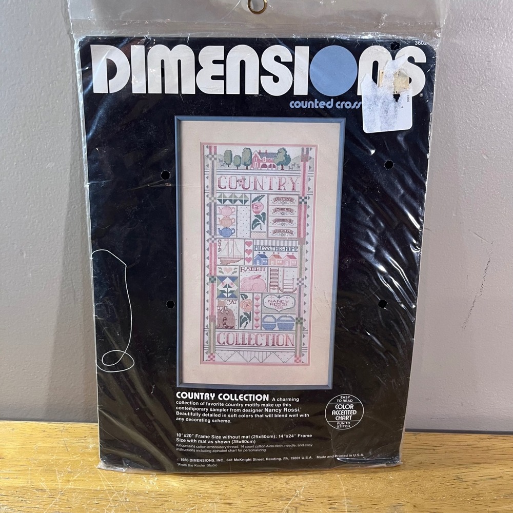 Vtg 1986 Dimensions Counted Cross Stitch Kit 3604 Country Collection Nancy Rossi